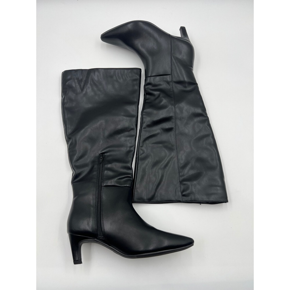 Universal Thread Womens Black Tall Kitten Heel Pointed Toe Boots Size 6 6WC